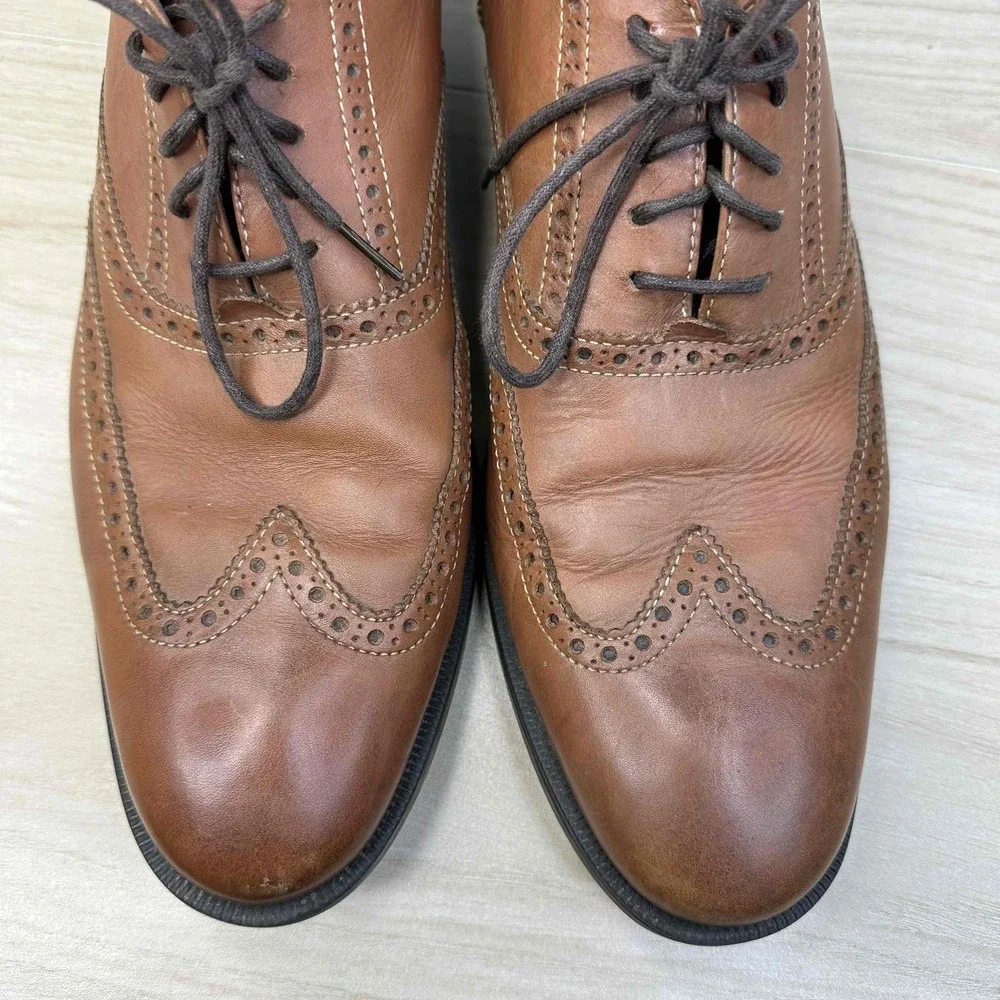 Cole Haan Shoes Men's 10.5 M Brown Leather Wingtip Lace Up Oxford‎ Career Dressy